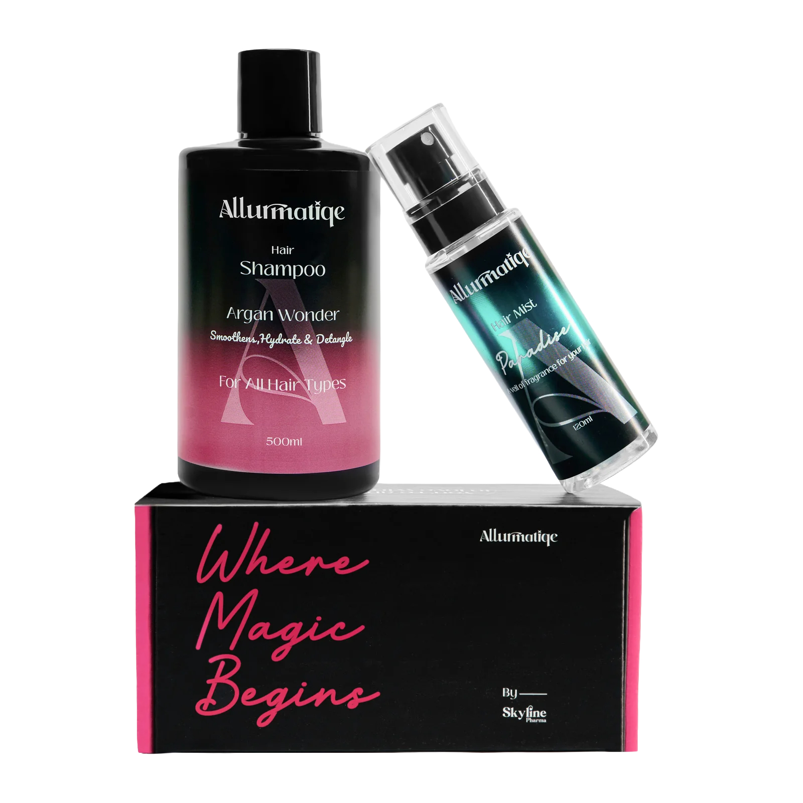 Allurmatiqe Sparkle Set - Argan Wonder Shampoo 500ml and Paradise Hair Mist 120ml bundle Egyp