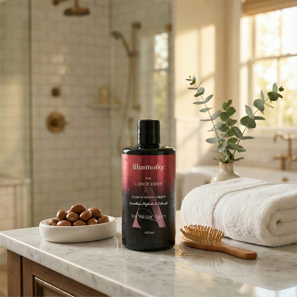 Luxury shower essentials featuring Allurmatiqe Argan Wonder Conditioner 500ml Egypt